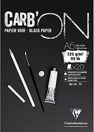 Blocuri de desen profesionale - CF BLOC DESEN A5 20F 120GR/m2 FOI NEGRE, Carb'ON CLAIREFONTAINE 975038C