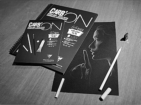 CF BLOC DESEN A4 CARBON 20F 120GR/m2 HARTIE NEAGRA SPIRA Carb'ON CLAIREFONTAINE 975043C [2]