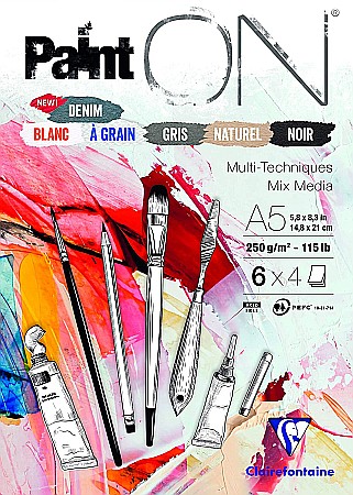 Blocuri de desen profesionale - CF BLOC DESEN A5 PAINT'ON 24F 250GR DENIM CLAIREFONTAINE MULTI-TECHNIQUE 975409C