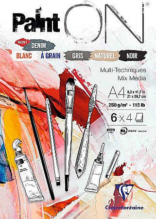 FINE ARTS&GRAPHICS - CF BLOC DESEN A4 PAINT'ON 24F 250GR/m2 DENIM CLAIREFONTAINE MULTI-TECHNIQUE 975410C