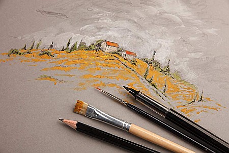 CF BLOC DESEN A4 PAINT'ON 30F 250GR/m2 GRIS PAD CLAIREFONTAINE MULTI-TECHNIQUE975809C [1]