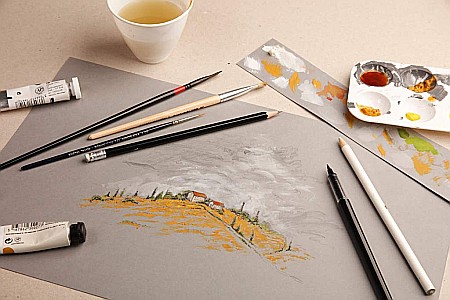 CF BLOC DESEN A4 PAINT'ON 30F 250GR/m2 GRIS PAD CLAIREFONTAINE MULTI-TECHNIQUE975809C [2]