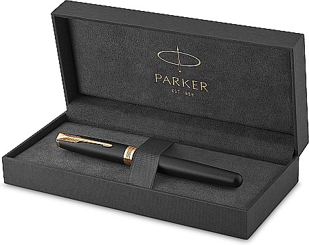 INSTRUMENTE SCRIS DE LUX SI CADOURI - PARKER STILOU SONNET BASIC, NEGRU MAT GT, PENITA F 160104