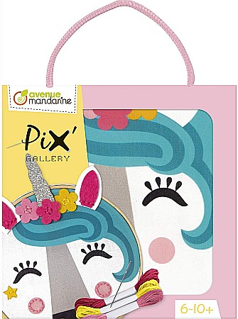 Seturi Creative pentru Copii - CF KIT CREATIV BRODERIE PIX'GALLERY TAMBURINA UNICORN KC120C