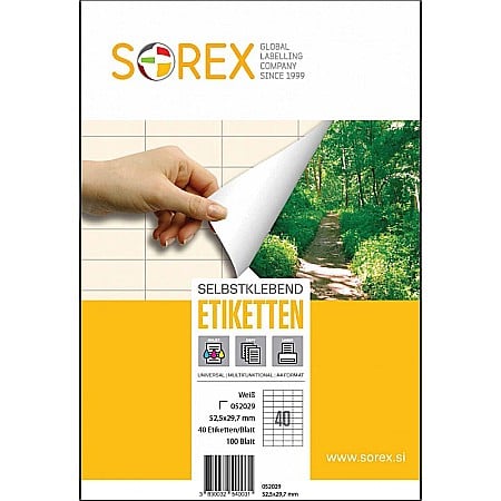 Etichete autoadezive - TOP ETICHETE AUTOADEZIVE 40/A4 52,5*29,7MM 100COLI/SET SOREX 052029
