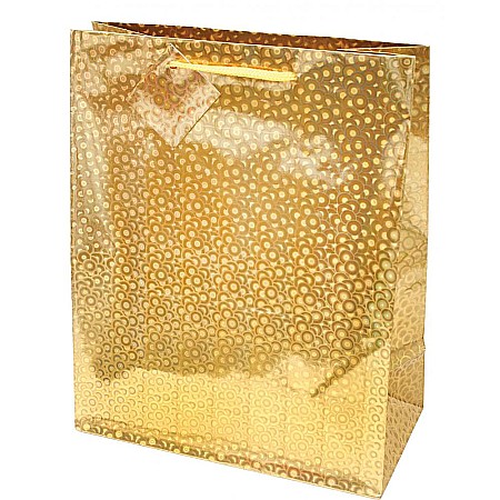 Ambalaje cu Spirit de Sărbătoare - EU SACOSA CADOU MARE 26*32*12CM HOLOGRAM GOLD 71278