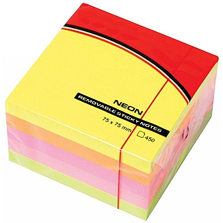 Cuburi de hartie - EU POST IT CUB 75*75MM 450F 5 CULORI NEON 22937