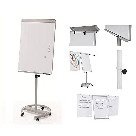 MIJLOACE DE PREZENTARE - EU FLIPCHART MAGNETIC 70*100CM PE ROTI, BRATE MOBILE REGLABILE 22399A