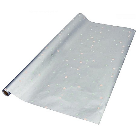 HOBBY - EU HARTIE AMBALAJ CRACIUN 200*70 CM ARGINTIU CU STELUTE 76096