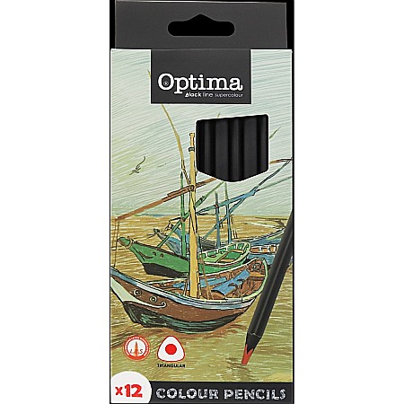 Creioane colorate - EU CREIOANE COLORATE 12/SET TRIUNGHIULARE LEMN NEGRU 100082