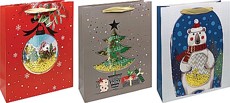 Cutii, Sacose, Pungi, Ambalaje Christmas - EU SACOSA CADOU CRACIUN CU CONFETTI  34*26*12 CM 238580