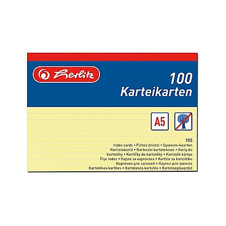 ORGANIZARE SI ARHIVARE - BR INDEX CARD A5 100/SET, DR, GALBEN 2250110