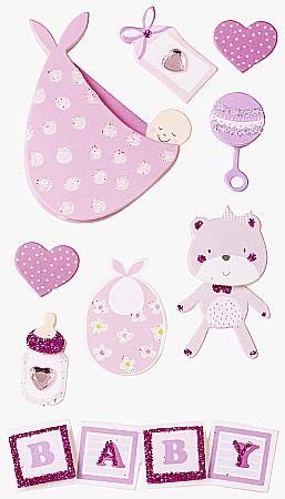HOBBY - KP STICKER DECOR 7.5*16.5CM BABY GIRL II 9 PCS 3780630