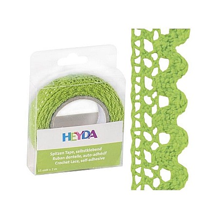 Ambalaje cu Spirit de Sărbătoare - KP BANDA DECOR DANTELA AUTOADEZIVA 15MM*2M HEYDA VERDE 3584554