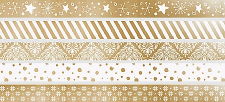 KP MINI BANDA AUTOADEZIVA DECOR CU DISPENSER 12MM*3M 5/SET MOTIV CRACIUN AURIU 3584580 [1]