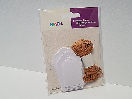 Wedding - KP ETICHETE DREPTUNGHIULARE CADOU 4.7-6.2-7CM 30/SET ALBE + SNUR 4870733