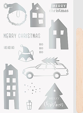 Abtibilduri, Stickere Christmas - KP STICKERE TRANSFERABILE MOTIV CRACIUN ARGINTII 10*19CM 3780953