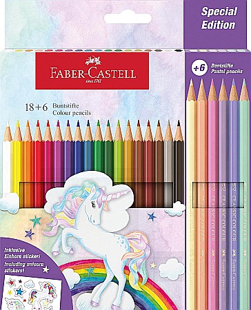 RECHIZITE SCOLARE - LEC CREIOANE COLORATE FABER-CASTELL UNICORN 18/SET+6 FC111221