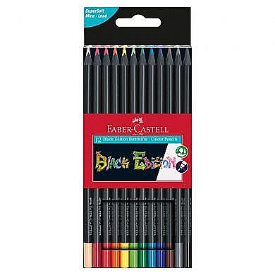 Creioane colorate Faber-Castell - LEC CREIOANE COLORATE FABER-CASTELL BLACK EDITION 12/SET FC116412