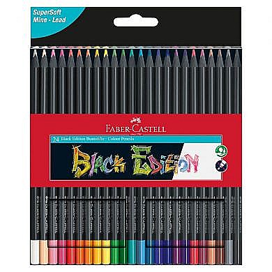 Creioane colorate Faber-Castell - LEC CREIOANE COLORATE FABER-CASTELL BLACK EDITION 24/SET FC116424