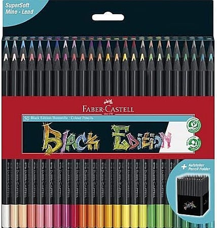 idei de Cadouri Craciun - LEC CREIOANE COLORATE FABER-CASTELL BLACK EDITION 50/SET FC116450
