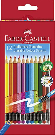 RECHIZITE SCOLARE - LEC CREIOANE COLORATE FABER-CASTELL CU RADIERA 12/SET FC116612