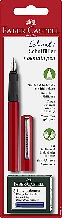 RECHIZITE SCOLARE - LEC STILOU SCOLAR ROSU SI 6 REZERVE FABER-CASTELL FC149812