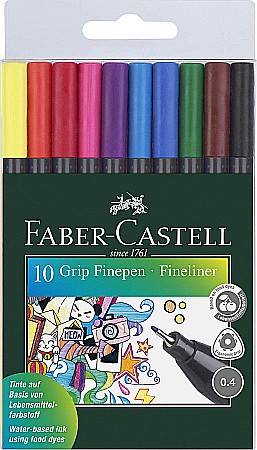 INSTRUMENTE DE SCRIS - LEC FINELINER FABER-CASTELL GRIP 0.4 MM 10/SET FC151610