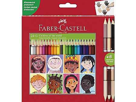 RECHIZITE SCOLARE - LEC CREIOANE BICOLORE FABER-CASTELL CHILDREN OF THE WORLD 24+3 FC511515