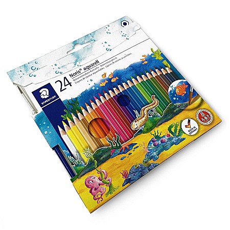 Creioane Colorate Acuarelabile la Set - GRI CREIOANE COLORATE 24/SET AQUARELL STAEDTLER 14410NC24