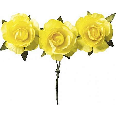 Flori, Frunze, Muschi, Iarba - KP TRANDAFIRI HARTIE 2.5CM 12/SET GALBEN 7611007