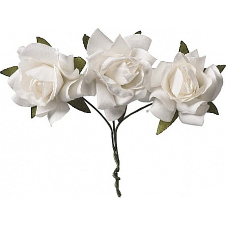 Flori, Frunze, Muschi, Iarba - KP TRANDAFIRI HARTIE 2.5CM 9/SET ALB 7611000