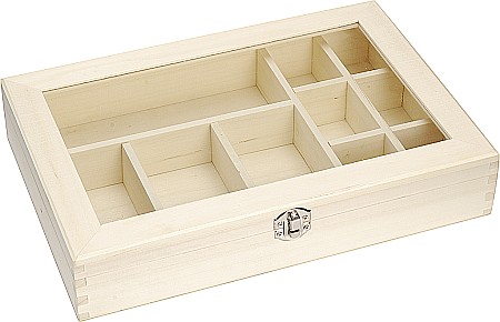 Cutii/ Cufere/ Tavi Lemn - KP CUTIE LEMN 32.2*23.5*5.8CM CAPAC STICLA 8735226