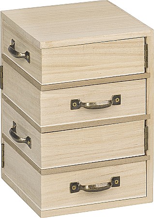 Cutii/ Cufere/ Tavi Lemn - KP CASETA BIJUTERII MINIATURALA  LEMN 4 SERTARE 12*12*18.5CM 8735250