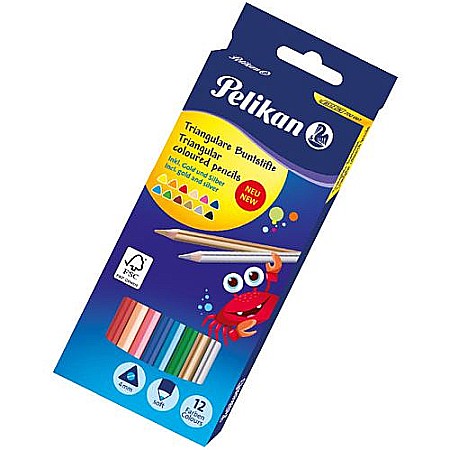 RECHIZITE SCOLARE - HE CREIOANE COLORATE 12/SET PELIKAN 700115 TRIUNGHIULARE