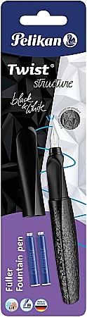 HE STILOU PELIKAN TWIST M GRIP ERGONOMIC ALB/NEGRU  CU 2 REZERVE 824637 [2]