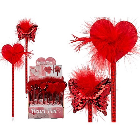 BLU PIX CU PUF SI PAIETE 21CM INIMA/FLUTURE 230035 [0]