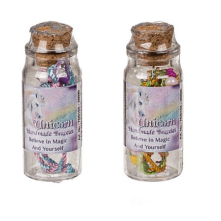 BLU BRATARA TEXTILA IN STICLUTA CU MARGELE STICLA SI PANDANTIV METALIC UNICORN 76/0153 [6]