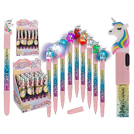 Instrumente pentru scris kids - BLU PIX UNICORN CU SCLIPICI SI LED COLORAT 24 CM 29/2803