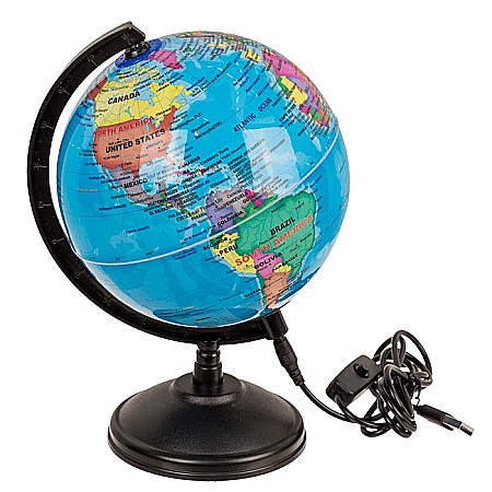 RECHIZITE SCOLARE - BLU GLOB PAMANTESC CU LED 15.5CM INCARCARE USB 57/1206