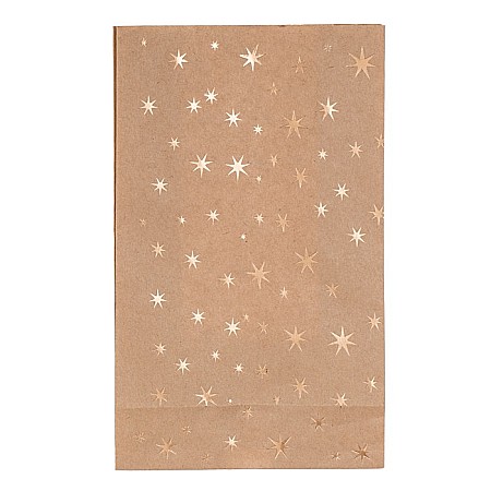 BLU SACOSA CADOU 20*12*6CM KRAFT ARTIZANALA 12/SET STARS, CU SFOARA DE IUTA SI ETICHETA 180756 [3]