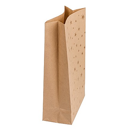 BLU SACOSA CADOU 20*12*6CM KRAFT ARTIZANALA 12/SET STARS, CU SFOARA DE IUTA SI ETICHETA 180756 [4]