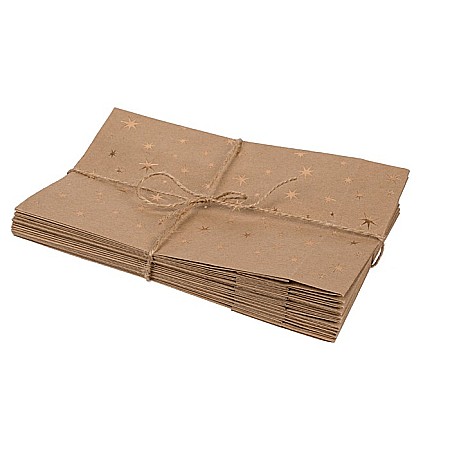 BLU SACOSA CADOU 20*12*6CM KRAFT ARTIZANALA 12/SET STARS, CU SFOARA DE IUTA SI ETICHETA 180756 [8]