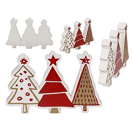 BLU DECORATIUNE CRACIUN BRADUTI LEMN 15*2*10CM ALB-ROSU 960435 [0]