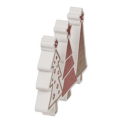 BLU DECORATIUNE CRACIUN BRADUTI LEMN 15*2*10CM ALB-ROSU 960435 [3]