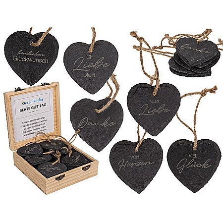 ARTICOLE PARTY - BLU ETICHETA CADOU DIN ARDEZIE 7*7CM FORMA INIMA 220199