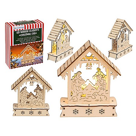 Decoratiuni Craciun - BLU DECORATIUNE LUMINOASA 3D LEMN 12*14CM NASTEREA DOMNULUI 939126