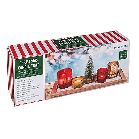 BLU SUPORT LUMANARI CRACIUN CU TAVITA SI 4 PAHARE STICLA 939161 [2]