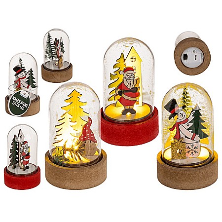 Decoratiuni Craciun - BLU DECORATIUNE LUMINOASA CRACIUN 8CM CU CUPOLA DE STICLA 160066