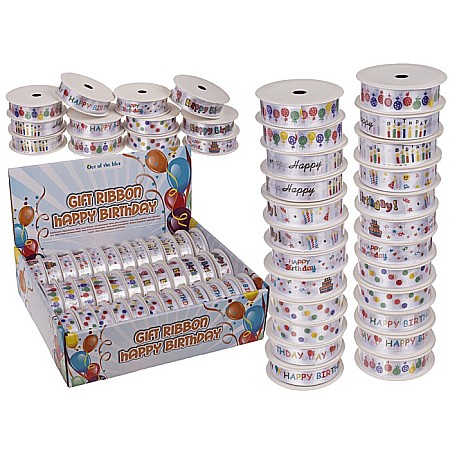 Decoratiuni Craciun - BLU BANDA DECORATIVA POLIESTER 2CM*2M HAPPY BIRTHDAY 180498